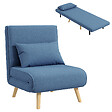 HOMCOM - Fauteuil convertible design scandinave - coussin - bois tissu bleu - vignette