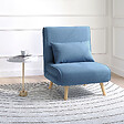 HOMCOM - Fauteuil convertible design scandinave - coussin - bois tissu bleu - vignette