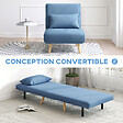 HOMCOM - Fauteuil convertible design scandinave - coussin - bois tissu bleu - vignette