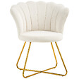 HOMCOM - Fauteuil design coquillage piètement acier doré velours crème - vignette