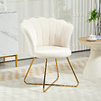 HOMCOM - Fauteuil design coquillage piètement acier doré velours crème - vignette