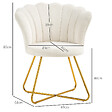 HOMCOM - Fauteuil design coquillage piètement acier doré velours crème - vignette