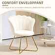 HOMCOM - Fauteuil design coquillage piètement acier doré velours crème - vignette