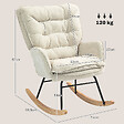 HOMCOM - Fauteuil à bascule style scandinave piètement acier noir bois hêtre tissu beige - vignette