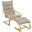 HOMCOM - Fauteuil de salon et repose-pieds style nordique bois tissu taupe clair - vignette
