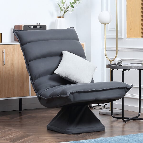 HOMCOM - Fauteuil relax pivotant inclinaison réglable 5 niveaux tissu velours microfibre anthracite - large