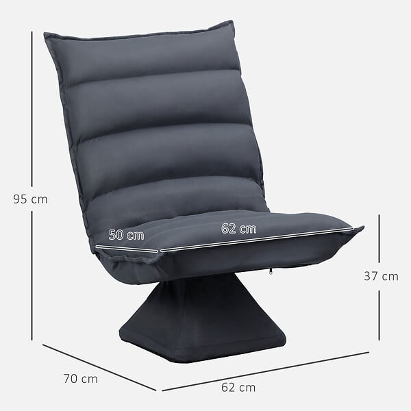 HOMCOM - Fauteuil relax pivotant inclinaison réglable 5 niveaux tissu velours microfibre anthracite - large