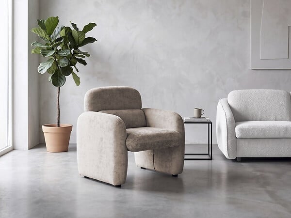 HABITAT ET JARDIN - Fauteuil lounge en tissu chiné "Cozmo" - 78 x 79 x 77 cm - Crème - large