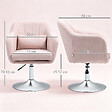 HOMCOM - Fauteuil lounge design grand confort coussins lombaires hauteur réglable pivotant 360° piètement métal chromé lin rose - vignette