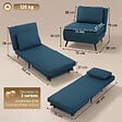 HOMCOM - Fauteuil convertible lit chaise longue 3 en 1 tissu bleu foncé - vignette