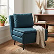 HOMCOM - Fauteuil convertible lit chaise longue 3 en 1 tissu bleu foncé - vignette