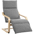 HOMCOM - Fauteuil style nordique haut dossier repose-pieds plaqué bouleau tissu gris - vignette
