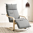 HOMCOM - Fauteuil style nordique haut dossier repose-pieds plaqué bouleau tissu gris - vignette