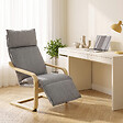 HOMCOM - Fauteuil style nordique haut dossier repose-pieds plaqué bouleau tissu gris - vignette
