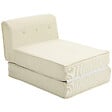 HOMCOM - Matelas lit fauteuil futon chauffeuse pliable pliant longueur 195 cm velours côtelé crème - vignette