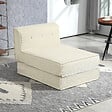 HOMCOM - Matelas lit fauteuil futon chauffeuse pliable pliant longueur 195 cm velours côtelé crème - vignette