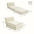 HOMCOM - Matelas lit fauteuil futon chauffeuse pliable pliant longueur 195 cm velours côtelé crème - vignette