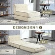 HOMCOM - Matelas lit fauteuil futon chauffeuse pliable pliant longueur 195 cm velours côtelé crème - vignette
