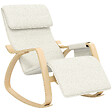 HOMCOM - Fauteuil à bascule - fauteuil relax repose-pied réglable, poche rangement, tétière - bois tissu beige clair - vignette
