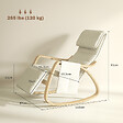 HOMCOM - Fauteuil à bascule - fauteuil relax repose-pied réglable, poche rangement, tétière - bois tissu beige clair - vignette