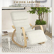 HOMCOM - Fauteuil à bascule - fauteuil relax repose-pied réglable, poche rangement, tétière - bois tissu beige clair - vignette