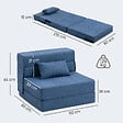 HOMCOM - Chauffeuse futon grand confort avec coussin tissu toucher lin bleu - vignette