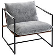 HOMCOM - Fauteuil lounge design assise suspendue PU camel acier noir velours gris clair - vignette