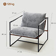 HOMCOM - Fauteuil lounge design assise suspendue PU camel acier noir velours gris clair - vignette