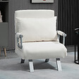 HOMCOM - Fauteuil chauffeuse canapé-lit convertible 1 place déhoussable grand confort coussin pieds accoudoirs métal suède crème - vignette