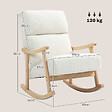 HOMCOM - Fauteuil à bascule style nordique bouclette bois hévéa verni crème - vignette