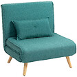 HOMCOM - Fauteuil convertible style nordique - fauteuil lit chaise longue 3 en 1 - dossier inclinable - bois tissu turquoise - vignette