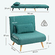 HOMCOM - Fauteuil convertible style nordique - fauteuil lit chaise longue 3 en 1 - dossier inclinable - bois tissu turquoise - vignette