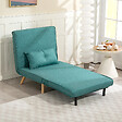 HOMCOM - Fauteuil convertible style nordique - fauteuil lit chaise longue 3 en 1 - dossier inclinable - bois tissu turquoise - vignette