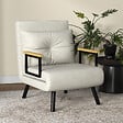 HOMCOM - Fauteuil convertible 3 en 1 chauffeuse lit dossier réglable coussin accoudoirs bois velours crème - vignette