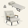 HOMCOM - Fauteuil convertible 3 en 1 chauffeuse lit dossier réglable coussin accoudoirs bois velours crème - vignette