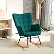 HOMCOM - Fauteuil à bascule rocking chair design - structure acier piètement bois effet velours vert - vignette