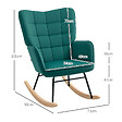 HOMCOM - Fauteuil à bascule rocking chair design - structure acier piètement bois effet velours vert - vignette