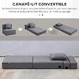 HOMCOM - Chauffeuse canapé-lit convertible 1 place - coussin déhoussable inclus - tissu gris - vignette
