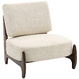HOMCOM - Fauteuil lounge design - fauteuil bas grand confort - bois hévéa foncé épais coussins tissu beige clair - vignette