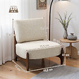 HOMCOM - Fauteuil lounge design - fauteuil bas grand confort - bois hévéa foncé épais coussins tissu beige clair - vignette
