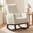HOMCOM - Fauteuil à bascule design bouclette crème bois foncé - vignette