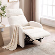 HOMCOM - Fauteuil relax inclinable design bouclette blanc crème - vignette