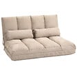 HOMCOM - Chauffeuse - matelas d'appoint pliant - fauteuil convertible - inclinaison dossier réglable 14 positions - 2 coussins inclus - polyester aspect suédé beige - vignette