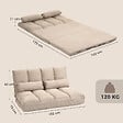 HOMCOM - Chauffeuse - matelas d'appoint pliant - fauteuil convertible - inclinaison dossier réglable 14 positions - 2 coussins inclus - polyester aspect suédé beige - vignette