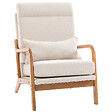 HOMCOM - Fauteuil lounge haut dossier bois tissu beige - vignette