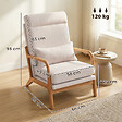 HOMCOM - Fauteuil lounge haut dossier bois tissu beige - vignette