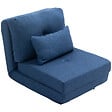 HOMCOM - Fauteuil convertible chauffeuse inclinable - coussin inclus - tissu bleu - vignette