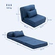 HOMCOM - Fauteuil convertible chauffeuse inclinable - coussin inclus - tissu bleu - vignette