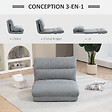 HOMCOM - Fauteuil convertible fauteuil paresseux grand confort inclinaison dossier multipositions 90°-180° tissu gris chiné - vignette