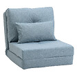 HOMCOM - Fauteuil convertible chauffeuse inclinable - coussin inclus - tissu bleu clair - vignette